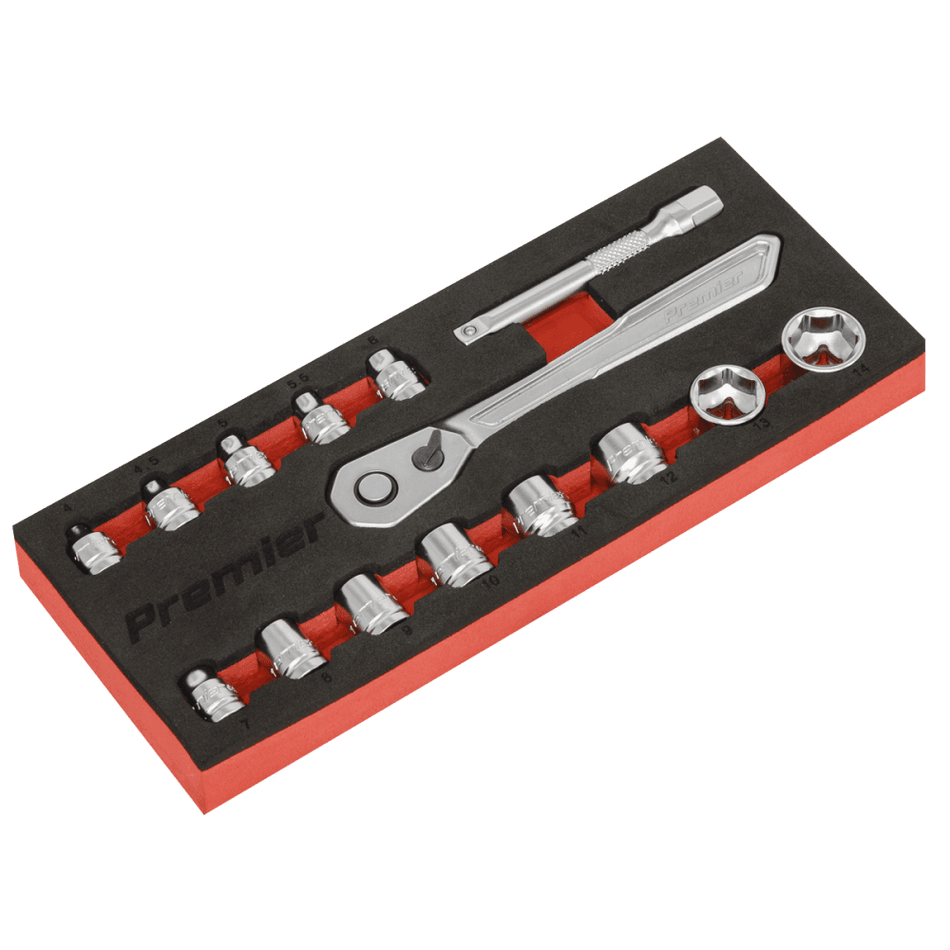 Low Profile Socket Set 15pc 1/4"Sq Drive Metric Model No-AK5783