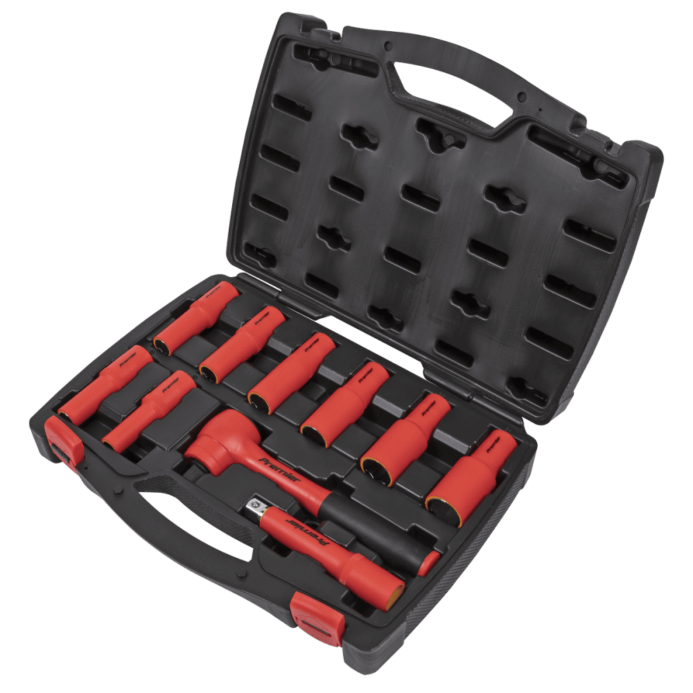 Insulated Socket Set 10pc 1/2"Sq Drive 6pt WallDrive, VDE Approved Model No-AK7943