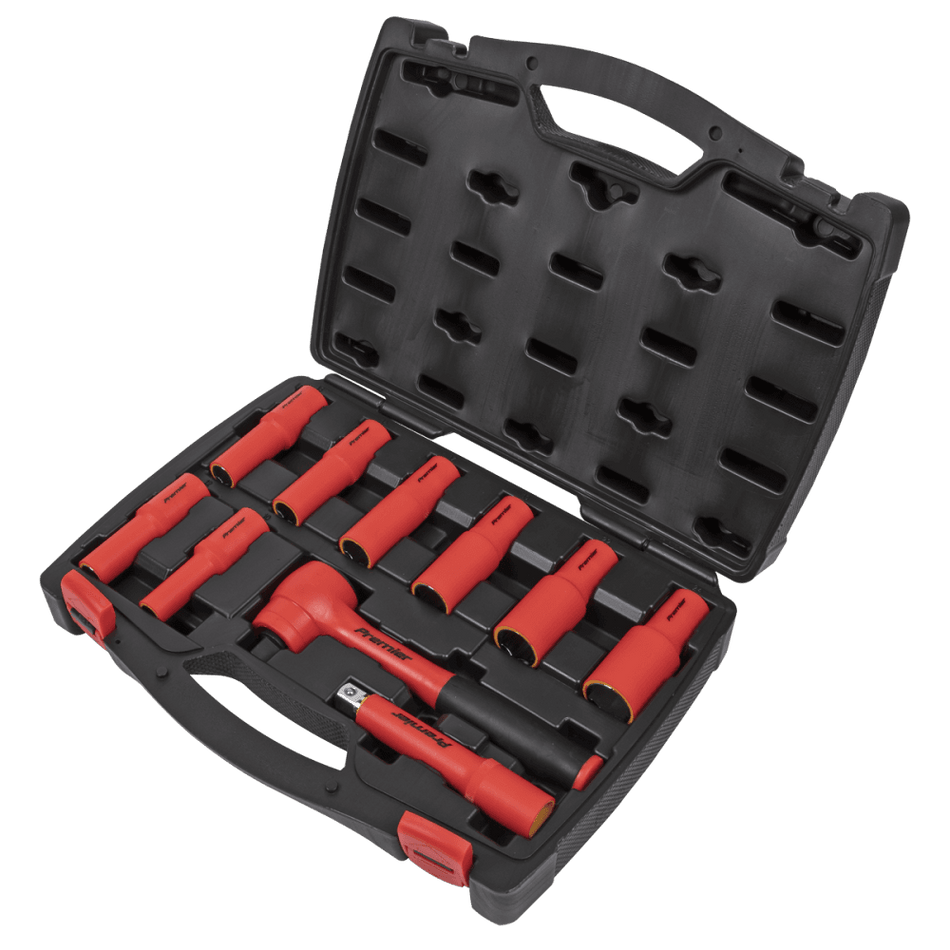 Insulated Socket Set 10pc 1/2"Sq Drive 6pt WallDrive, VDE Approved Model No-AK7943