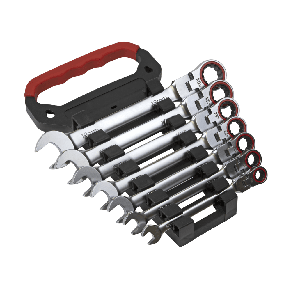 Flexi-Head Ratchet Combination Spanner Set 7pc Metric Model No-AK63943