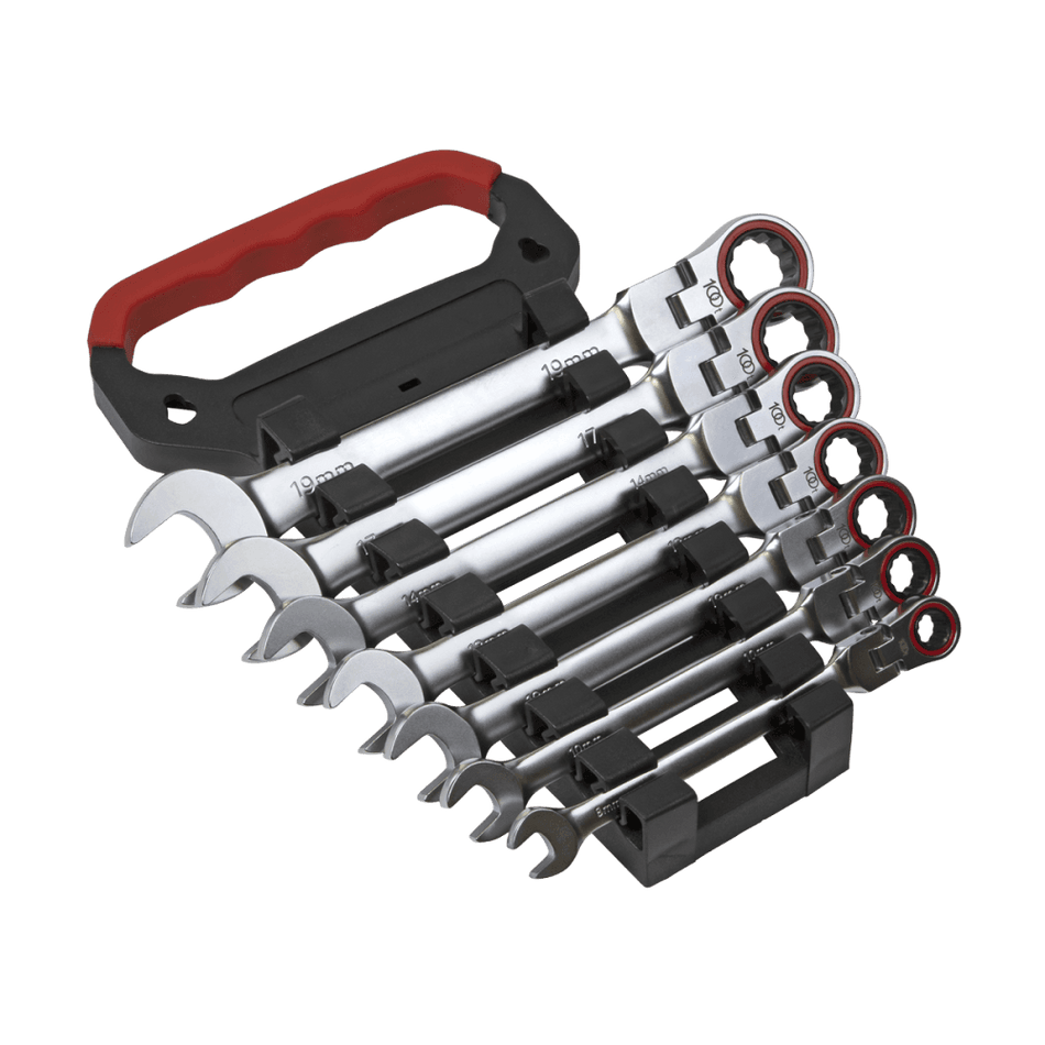 Flexi-Head Ratchet Combination Spanner Set 7pc Metric Model No-AK63943