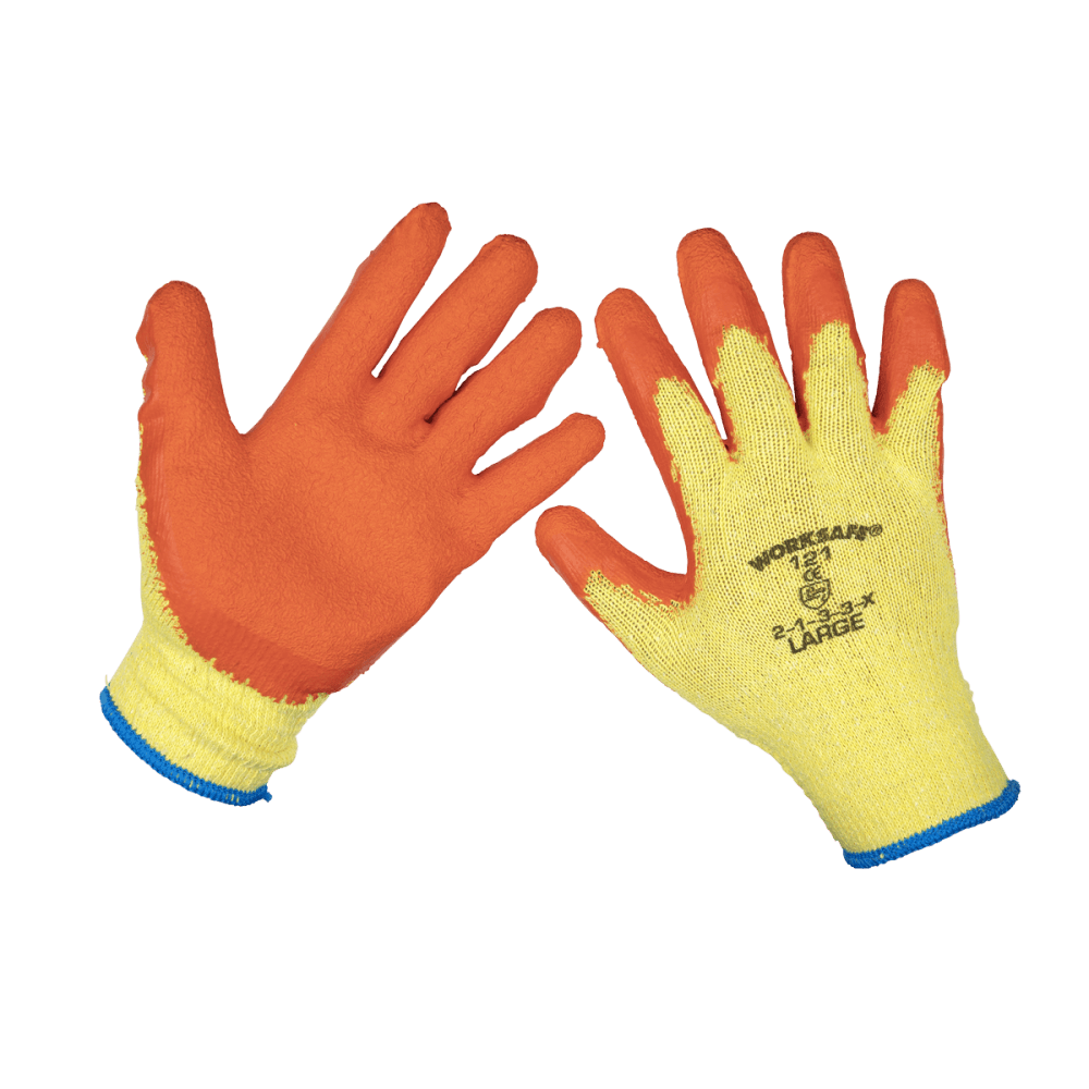 Super Grip Knitted Gloves Latex Palm (Large) - Pack of 12 Pairs Model No-9121L/12