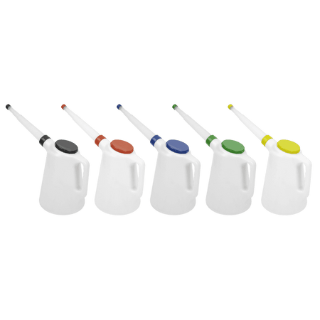 Sealey Oil Containers with Lid & Flexible Spouts 5L - Set of 5 Model No JDL5SET