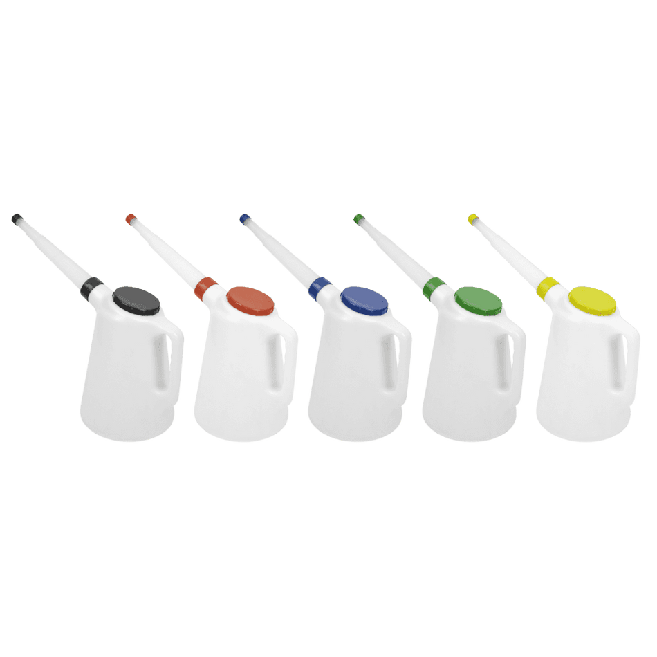 Sealey Oil Containers with Lid & Flexible Spouts 5L - Set of 5 Model No JDL5SET