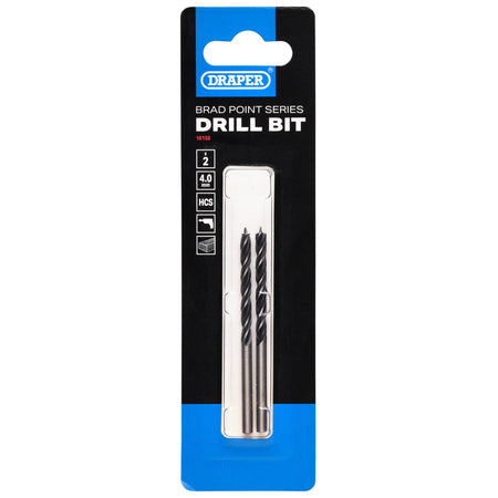 Brad Point Drill Bit, 4.0mm x 75mm (Pack of 2): No.DBBP
