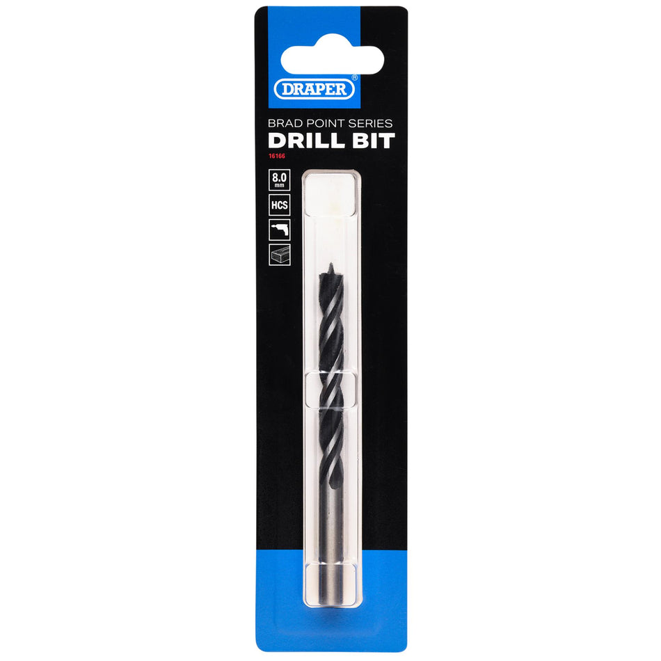 Brad Point Drill Bit, 8.0mm x 110mm: No.DBBP
