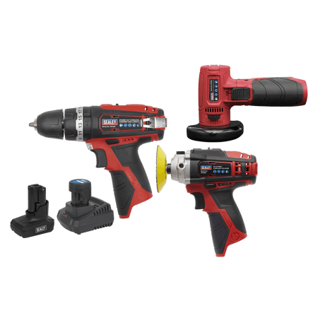 Sealey 3 x SV12 Series Cordless Power Tool Kit 12V - 2 Batteries Model No- CP1200COMBO7