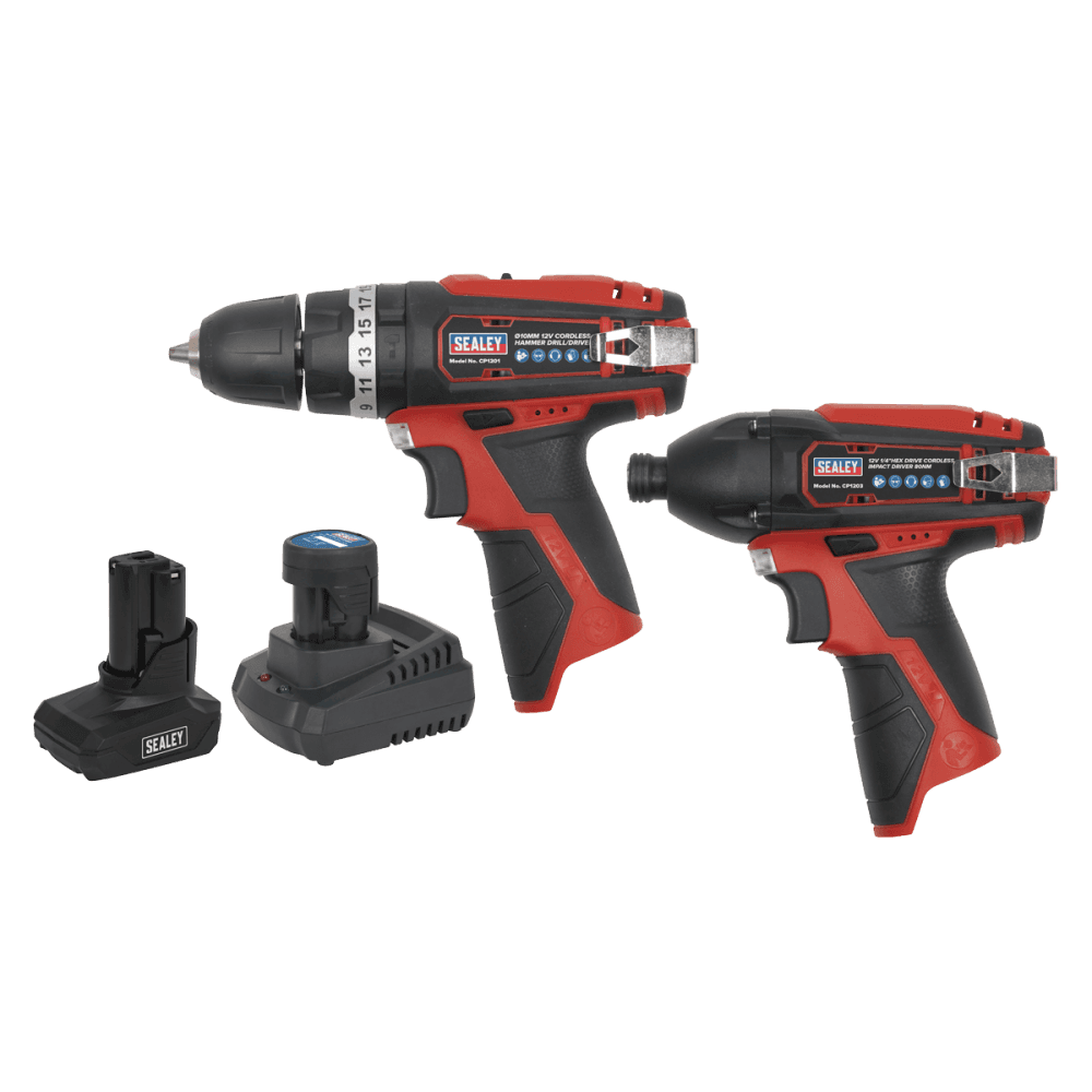 Sealey 2 x SV12 Series Cordless Power Tool Kit 12V - 2 Batteries Model No- CP1200COMBO6