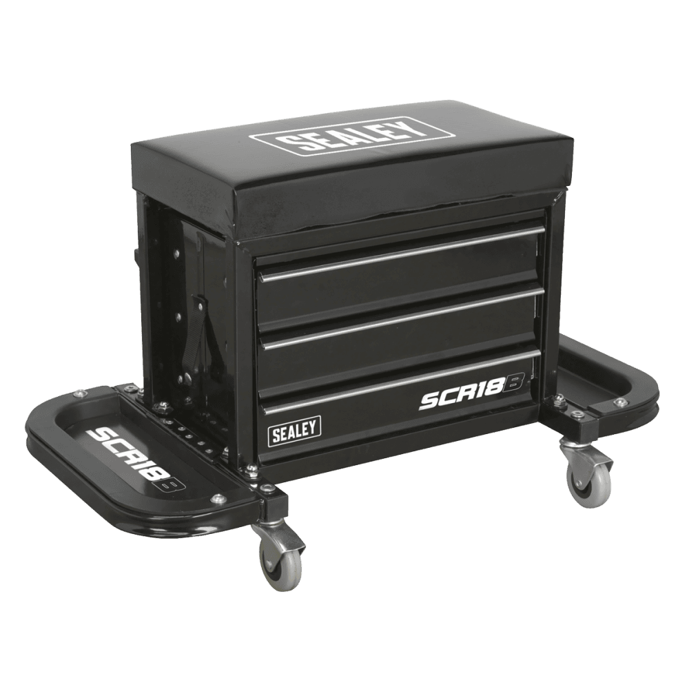 Sealey Mechanic's Utility Seat & Toolbox - Black Model No- SCR18B