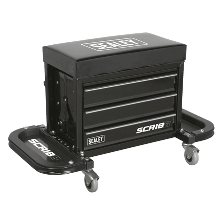 Sealey Mechanic's Utility Seat & Toolbox - Black Model No- SCR18B