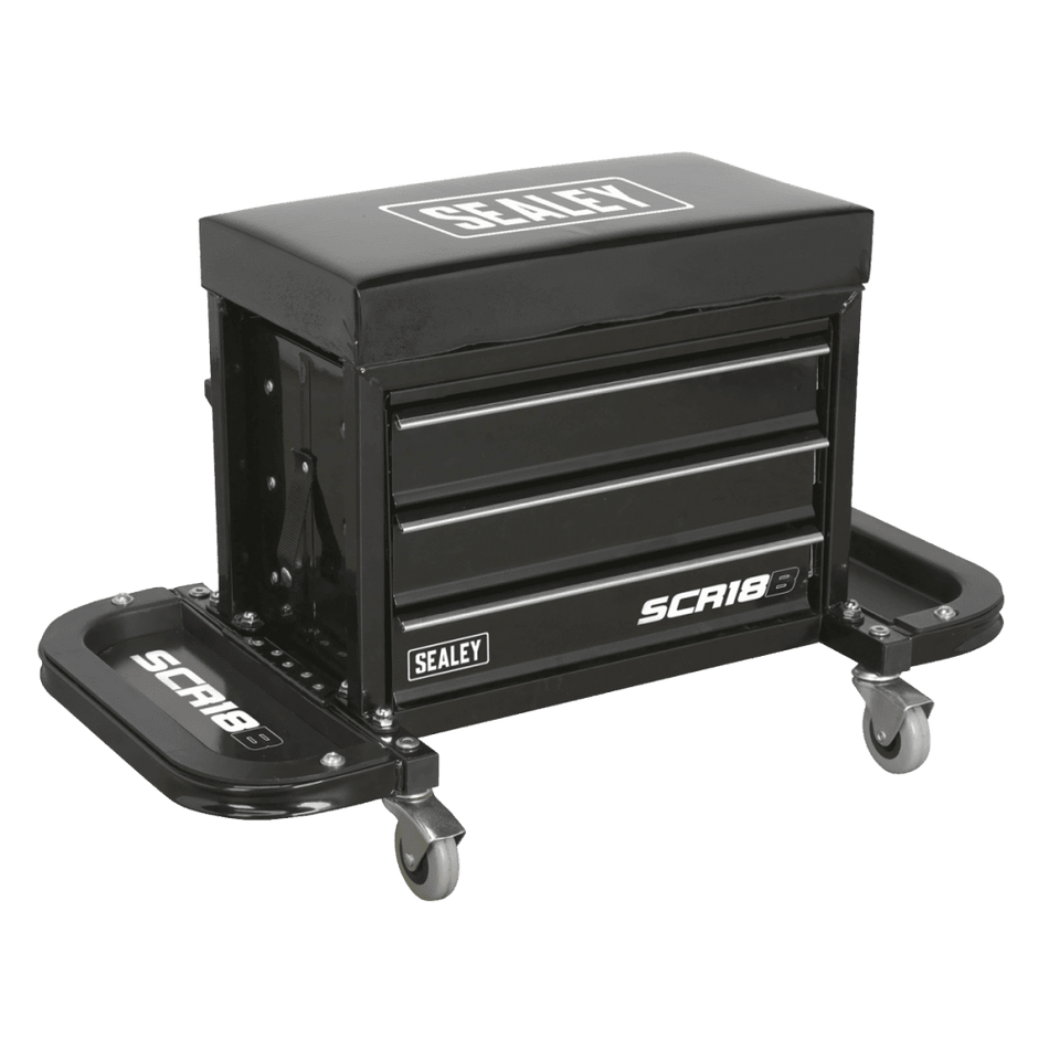 Sealey Mechanic's Utility Seat & Toolbox - Black Model No- SCR18B