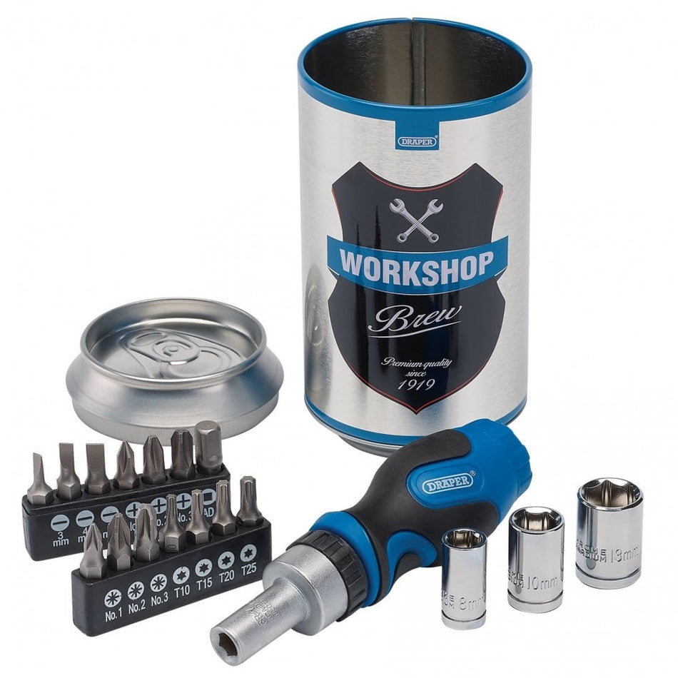 Draper Stubby Ratchet Screwdriver and Bit Set (18 piece) Model No. SBS-BC