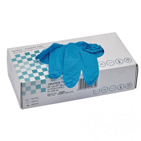 Draper Nitrile Gloves, Large, Blue (Pack of 100) Model No. NGSB-100L/UNI