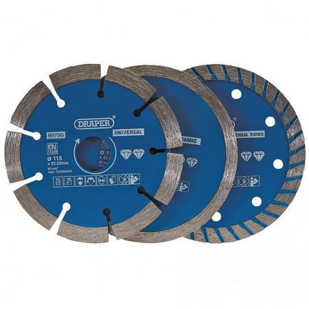 Draper 115mm Diamond Blade Set (3 Piece) Model No. DBP2