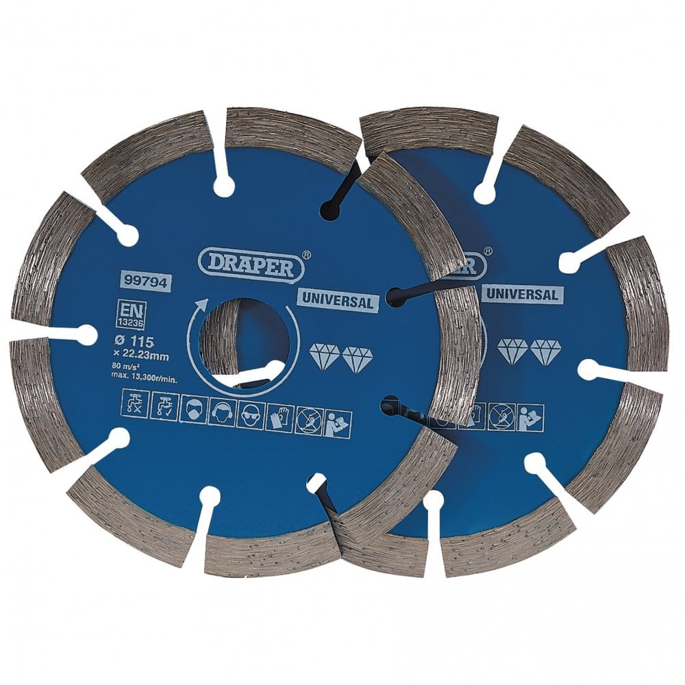 Draper Segmented Diamond Blade Twin Pack (115mm) Model No. DBP1