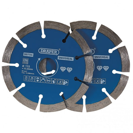 Draper Segmented Diamond Blade Twin Pack (115mm) Model No. DBP1