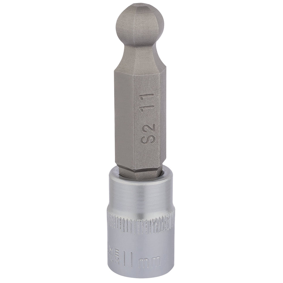 DRAPER 3/8" Sq. Dr. Ball End Hexagonal Socket Bits (11mm) : Model No. D-HEX-BALL/B