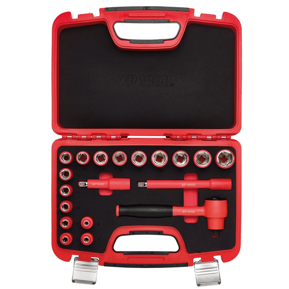 XP1000 VDE Metric Socket Set, 3/8" Sq. Dr. (19 Piece) : Model No. XP1000-3/8