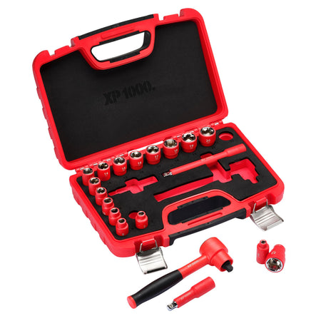 XP1000 VDE Metric Socket Set, 3/8" Sq. Dr. (19 Piece) : Model No. XP1000-3/8