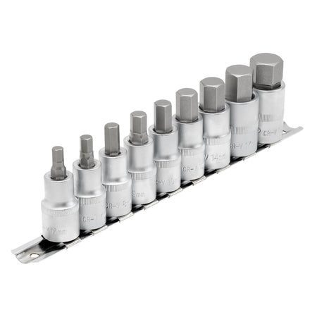 DRAPER 1/2" Sq. Dr. 55mm Long Metric Hexagonal Socket Bit Set (9 Piece) : Model No. H-HEX/9/55