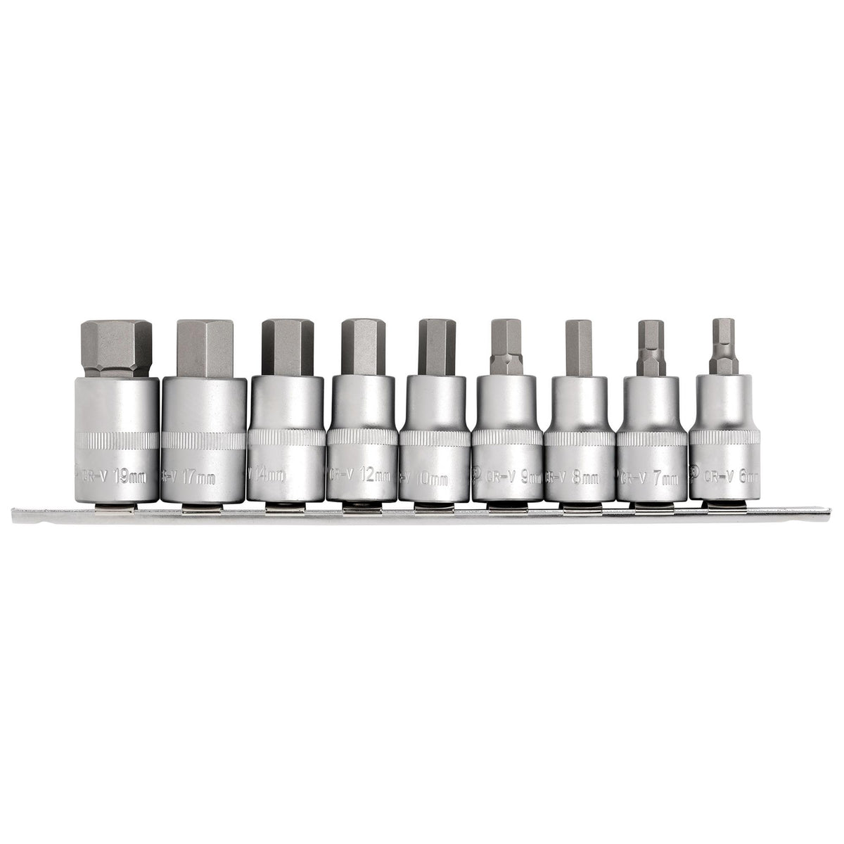 DRAPER 1/2" Sq. Dr. 55mm Long Metric Hexagonal Socket Bit Set (9 Piece) : Model No. H-HEX/9/55
