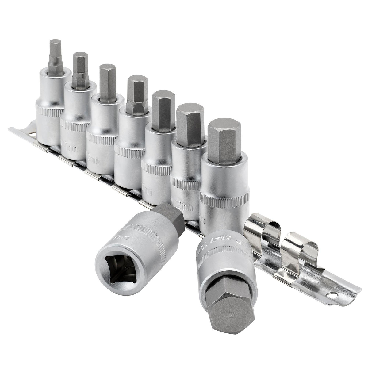 DRAPER 1/2" Sq. Dr. 55mm Long Metric Hexagonal Socket Bit Set (9 Piece) : Model No. H-HEX/9/55