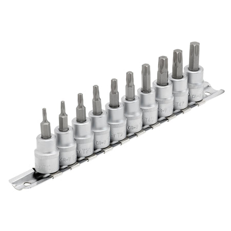 DRAPER 3/8" Sq. Dr. 48mm Long Draper TX STAR Socket Bit Set (10 Piece) : Model No. D-TX/10/55