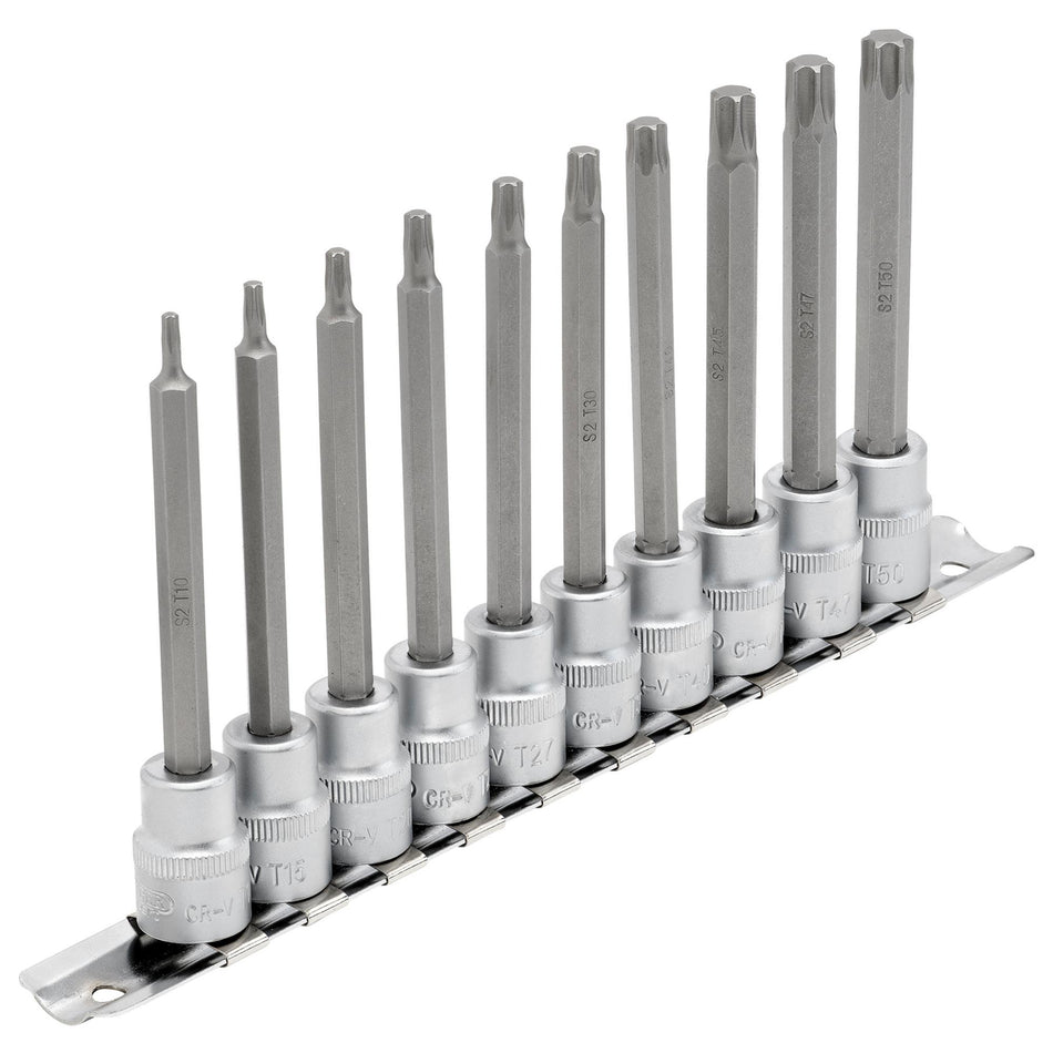 DRAPER 3/8" Sq. Dr. 100mm Long Draper TX STAR Socket Bit Set (10 Piece) : Model No. D-TX/10/100