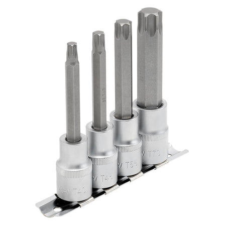 DRAPER 1/2" Sq. Dr. Draper TX STAR Socket Bit Set (4 Piece) : Model No. T-TX/4/100