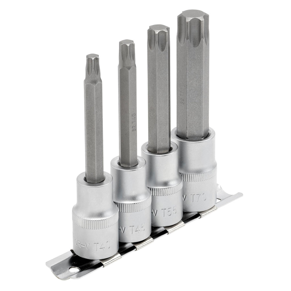 DRAPER 1/2" Sq. Dr. Draper TX STAR Socket Bit Set (4 Piece) : Model No. T-TX/4/100