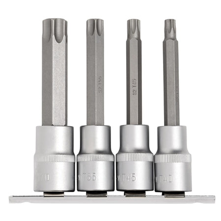 DRAPER 1/2" Sq. Dr. Draper TX STAR Socket Bit Set (4 Piece) : Model No. T-TX/4/100