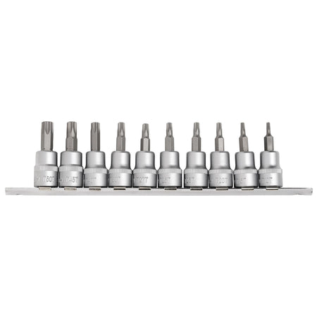 DRAPER 3/8" Sq. Dr. 48mm long Draper TX STAR Security Socket Bit Set (10 Piece) : Model No. D-TXT/10/55
