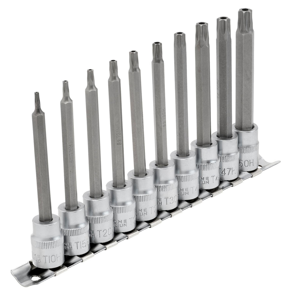 DRAPER 3/8" Sq. Dr. Draper TX STAR Security Socket Bit Set (10 Piece) : Model No. D-TXT/10/100