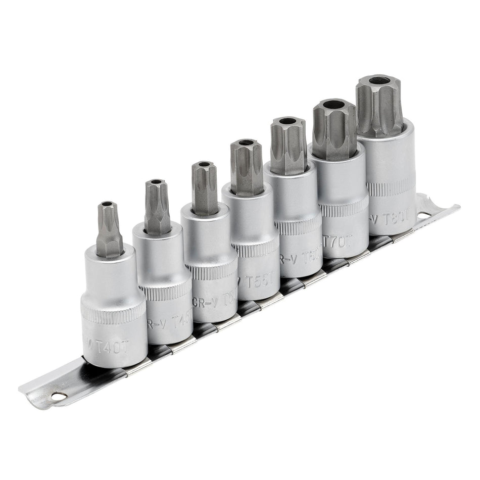 DRAPER 1/2" Sq. Dr. Draper TX STAR Security Socket Bit Set (7 Piece) : Model No. H-TXT/7/55