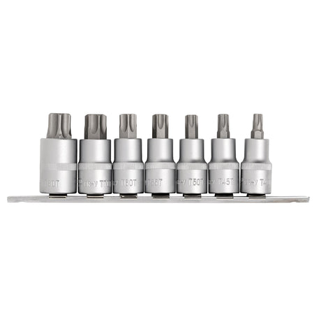 DRAPER 1/2" Sq. Dr. Draper TX STAR Security Socket Bit Set (7 Piece) : Model No. H-TXT/7/55