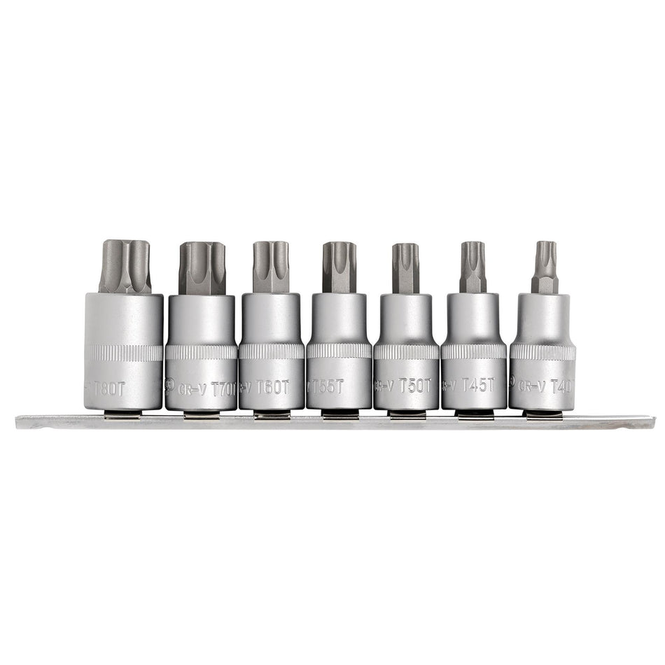 DRAPER 1/2" Sq. Dr. Draper TX STAR Security Socket Bit Set (7 Piece) : Model No. H-TXT/7/55