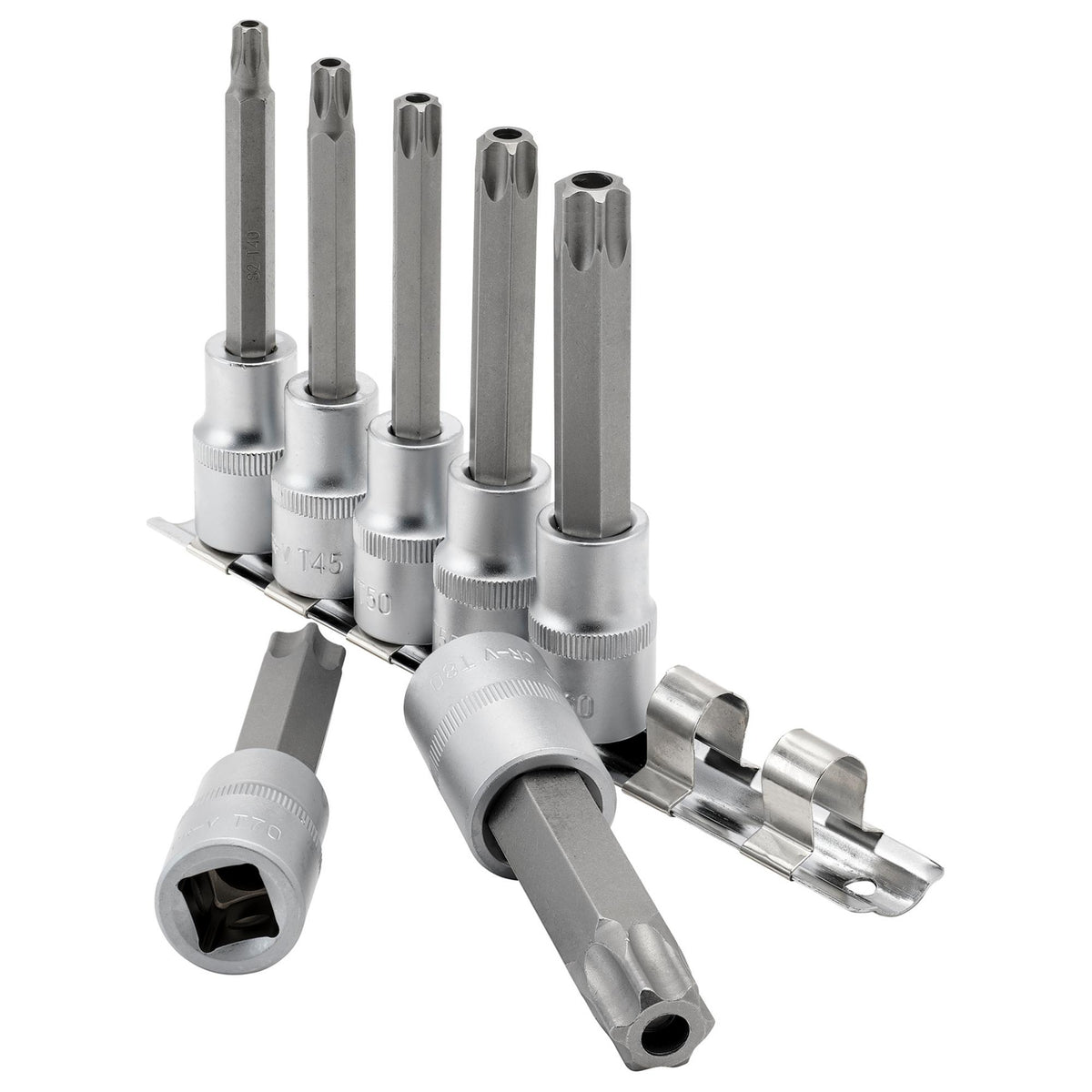 DRAPER 1/2" Sq. Dr. Draper TX STAR Security Socket Bit Set (7 Piece) : Model No. H-TXT/7/100