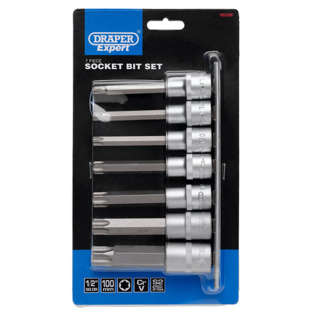 DRAPER 1/2" Sq. Dr. Draper TX STAR Security Socket Bit Set (7 Piece) : Model No. H-TXT/7/100