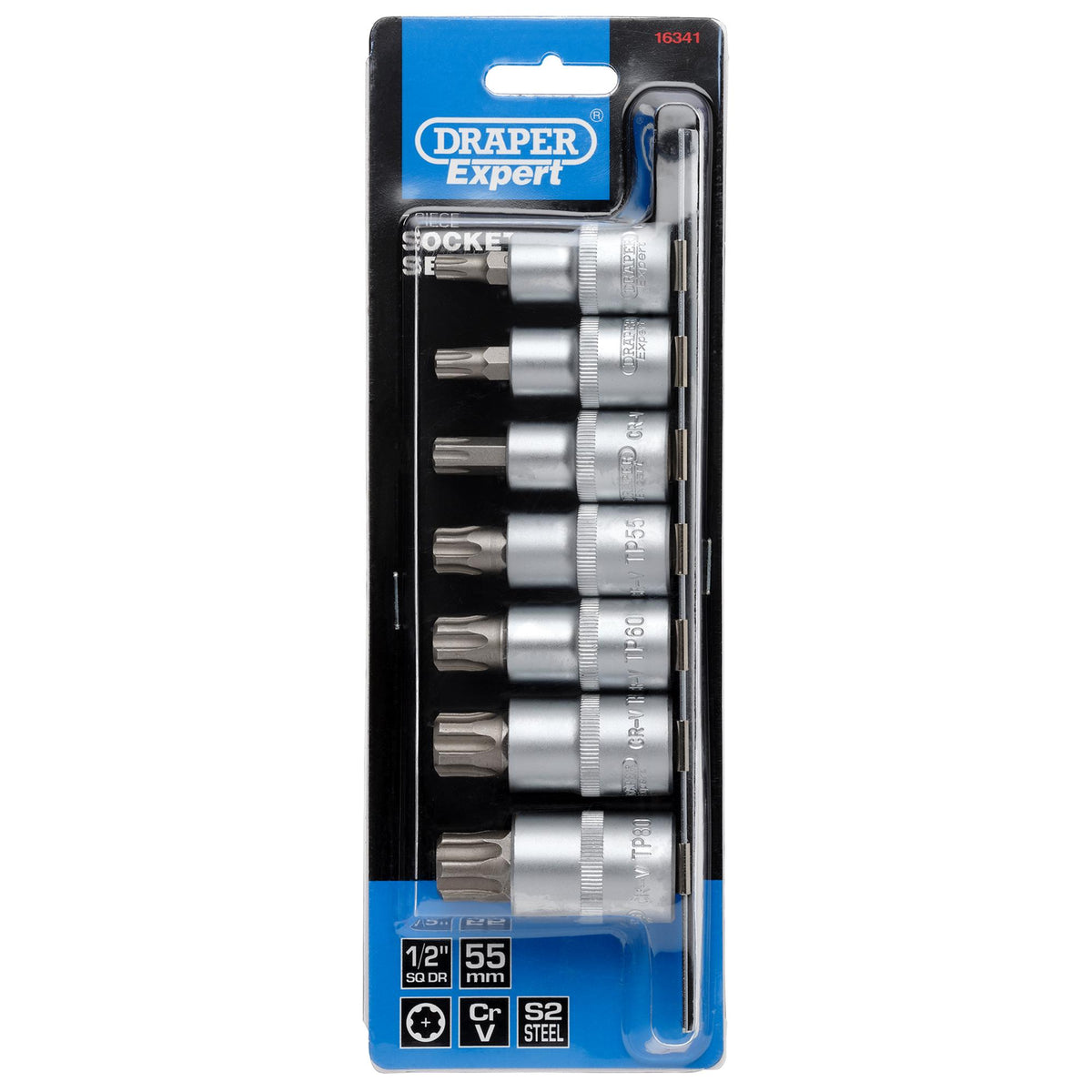 DRAPER 1/2" Sq. Dr. Draper TX STAR Plus Socket Bit Set (7 Piece) : Model No. H-TXP/7/50