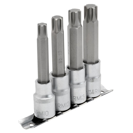 DRAPER 1/2" Sq. Dr. Ribe Socket Bit Set (4 piece) : Model No. H-RIBE/4/100