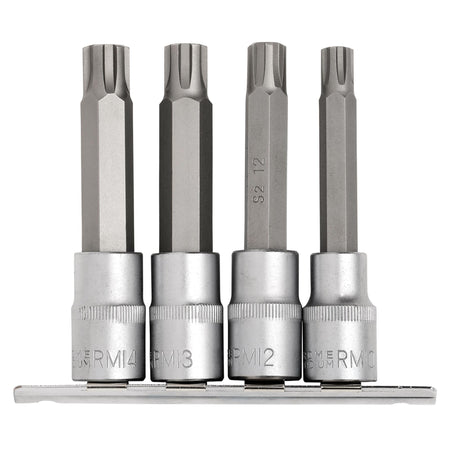 DRAPER 1/2" Sq. Dr. Ribe Socket Bit Set (4 piece) : Model No. H-RIBE/4/100