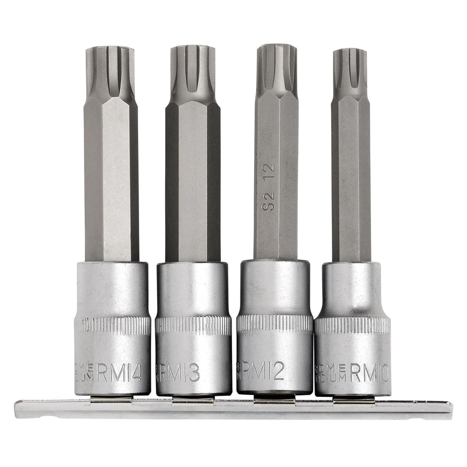 DRAPER 1/2" Sq. Dr. Ribe Socket Bit Set (4 piece) : Model No. H-RIBE/4/100