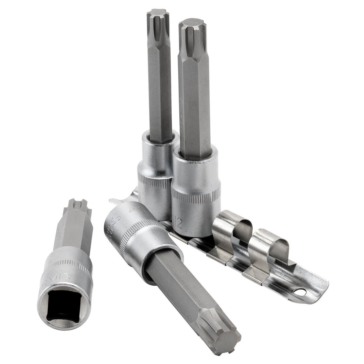 DRAPER 1/2" Sq. Dr. Ribe Socket Bit Set (4 piece) : Model No. H-RIBE/4/100