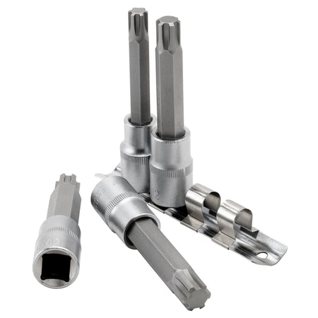 DRAPER 1/2" Sq. Dr. Ribe Socket Bit Set (4 piece) : Model No. H-RIBE/4/100