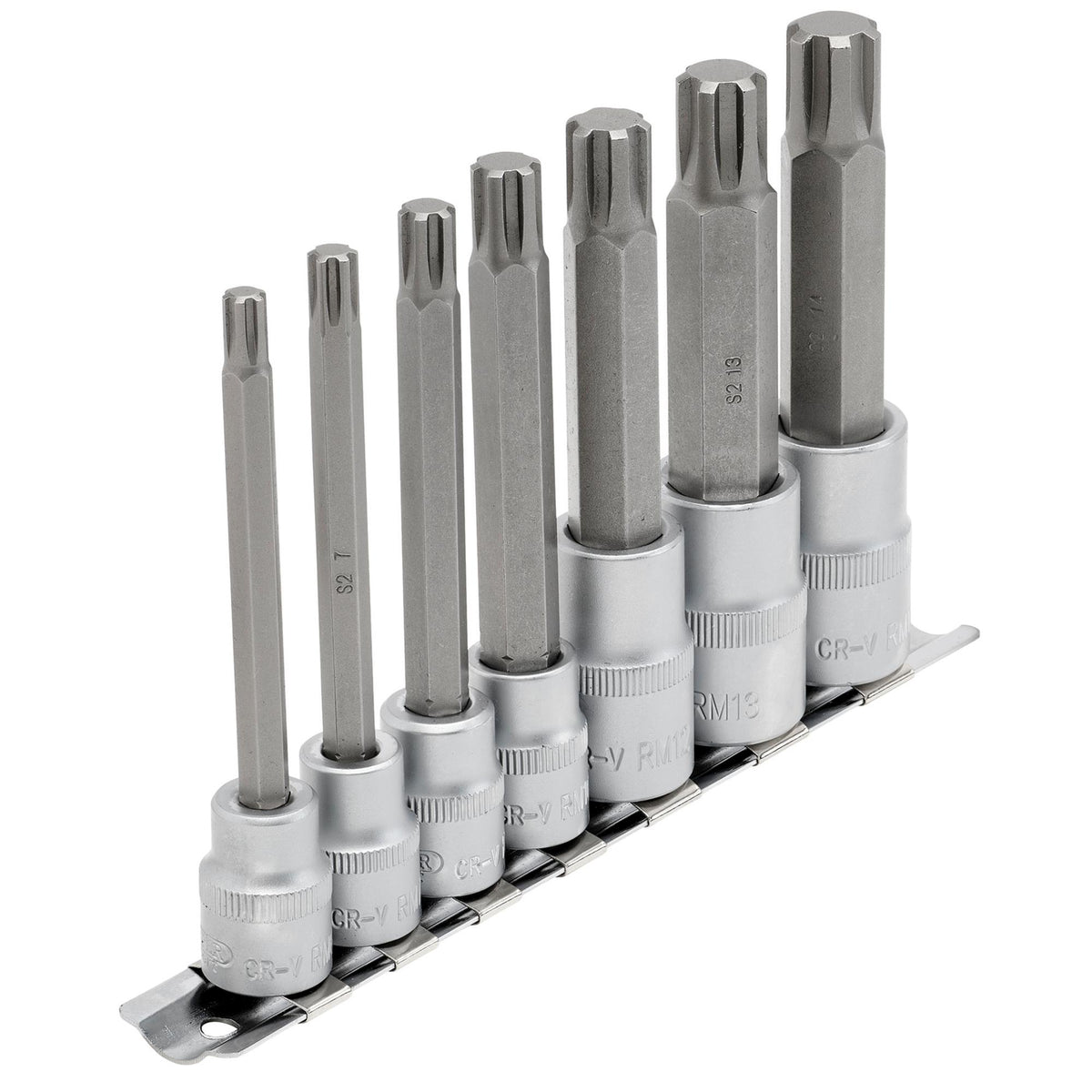 DRAPER 3/8", 1/2" Sq. Dr. Ribe . Socket Bit Set (7 piece) : Model No. RIBE/7/SET/B