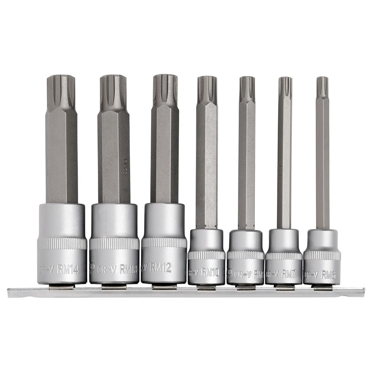 DRAPER 3/8", 1/2" Sq. Dr. Ribe . Socket Bit Set (7 piece) : Model No. RIBE/7/SET/B