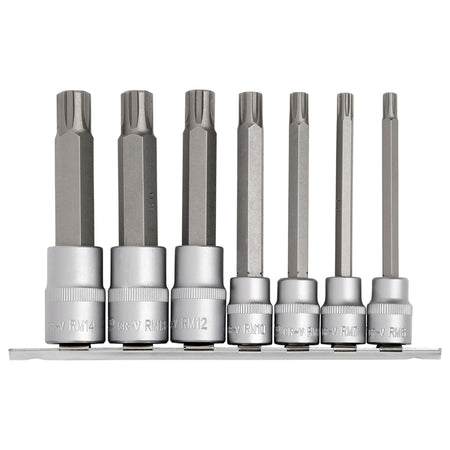DRAPER 3/8", 1/2" Sq. Dr. Ribe . Socket Bit Set (7 piece) : Model No. RIBE/7/SET/B