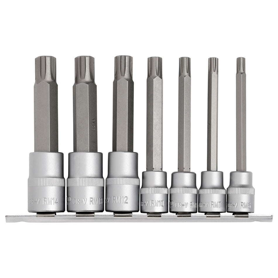 DRAPER 3/8", 1/2" Sq. Dr. Ribe . Socket Bit Set (7 piece) : Model No. RIBE/7/SET/B