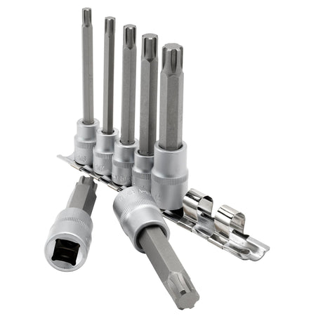 DRAPER 3/8", 1/2" Sq. Dr. Ribe . Socket Bit Set (7 piece) : Model No. RIBE/7/SET/B
