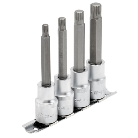 DRAPER 1/2" Sq. Dr. Spline Socket Bit Set (4 piece) : Model No. H-SPLINE/4/100
